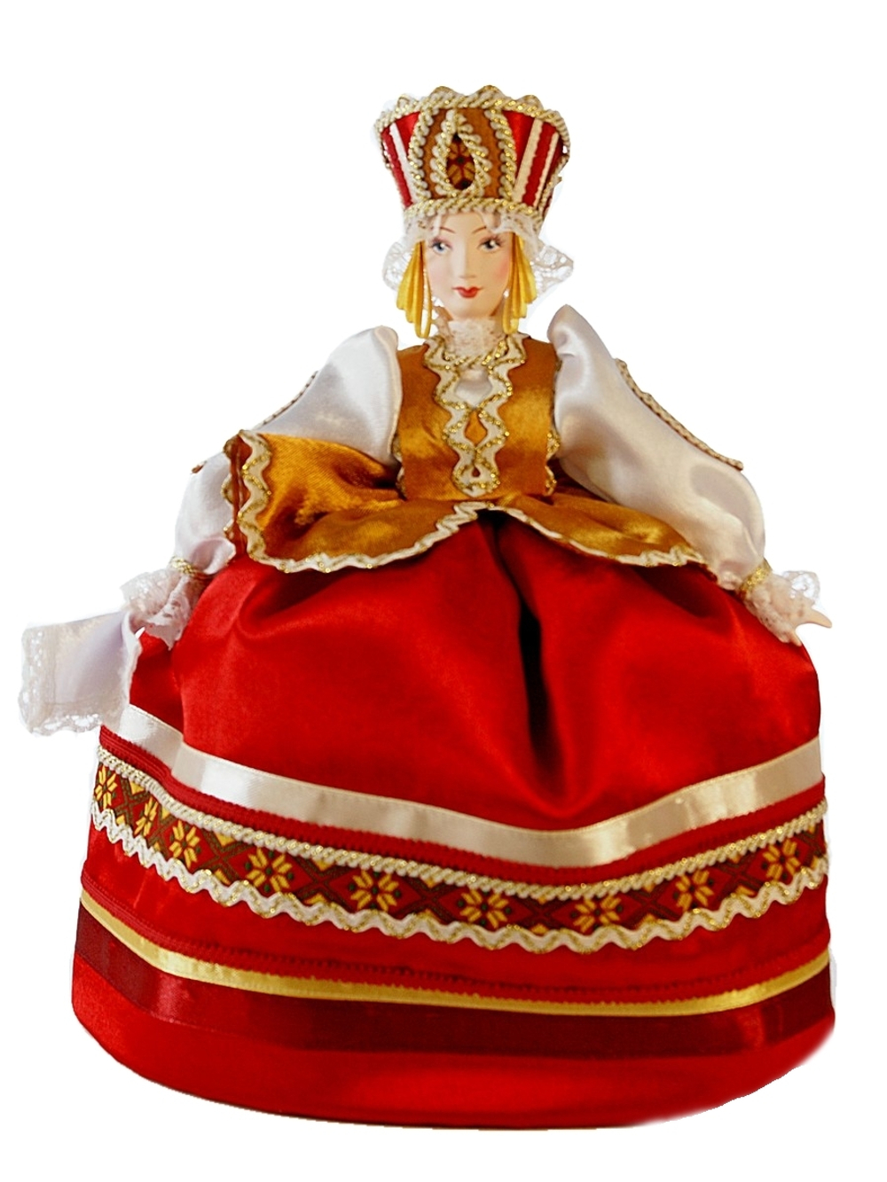 Кукла коллекционная на чайник в русском костюме