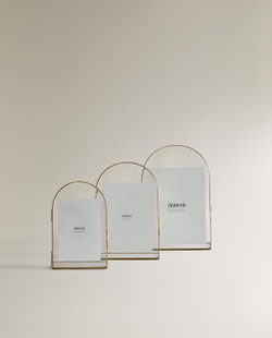 Zara Home Фоторамка из стекла, цвет золотой, 21 см