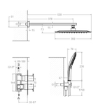 Встраиваемый термостат. смеситель для душа с троп. и ручным душем BLAUTHERM 948722RPK300CUC медь