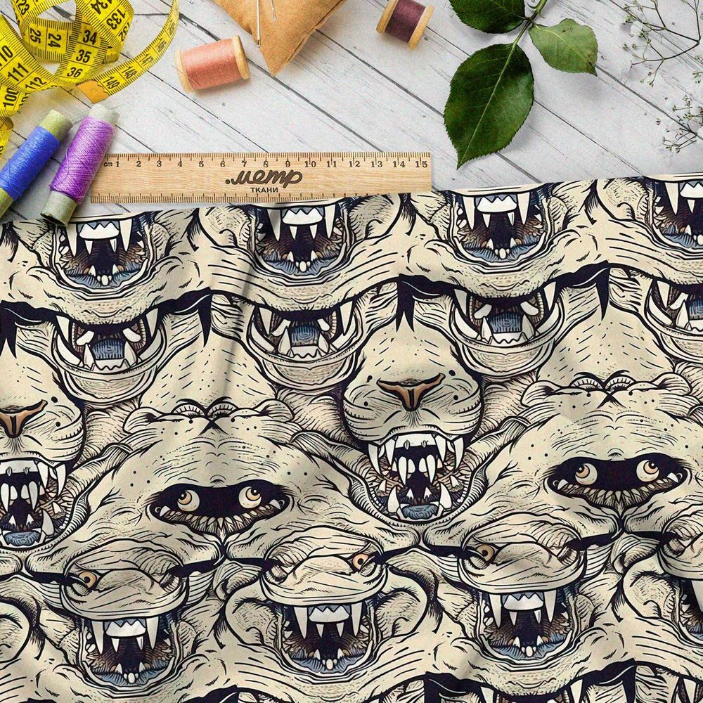 Ткань премиум атлас зубастые монстры
