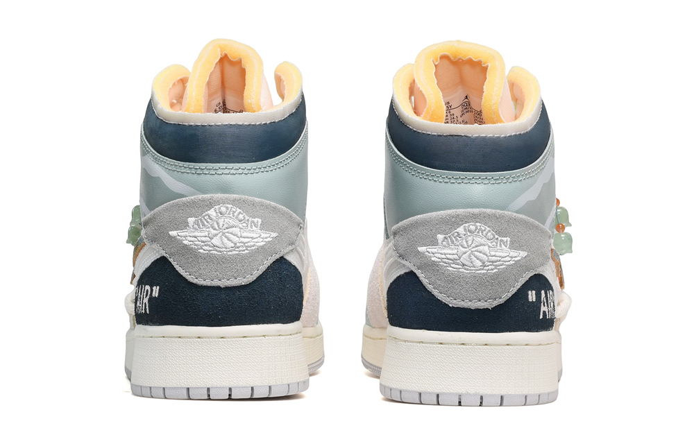 Jordan Air Jordan 1 Mid High top Vintage Basketball Shoes GS Gray White Blue