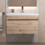 Тумба с раковиной для ванной Uperwood Eva, 60 см, подвесная, Крафт Табачный, выдвижной ящик
