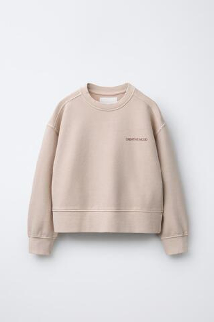 ZARA ТОЛСТОВКА С НАДПИСЬЮ И ЭФФЕКТОМ ПОТЕРТОСТИ, ПУДРОВО-РОЗОВЫЙ