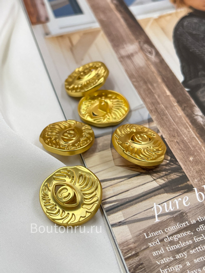 Пуговицы матовое золото "Глаза" Скиапар. с отверстием в центре
