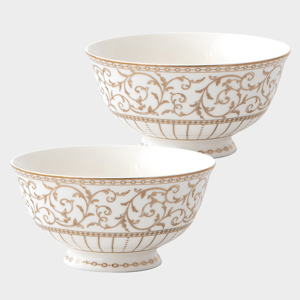 Набор пиал 2 шт 11*6 см с золотистым орнаментом фарфор