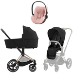 Коляска Cybex Priam IV Rosegold complete Cloud T Peach Pink Plus Base T 3 в 1 Sepia Black