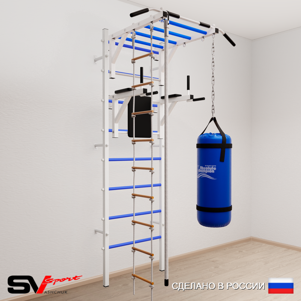 Шведская стенка Sv Sport 5453 (Турник рукоход/Брусья/Канат/Лестница/Цепь/Мешок 30кг)