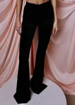 Брюки бархатные клеш, Черный