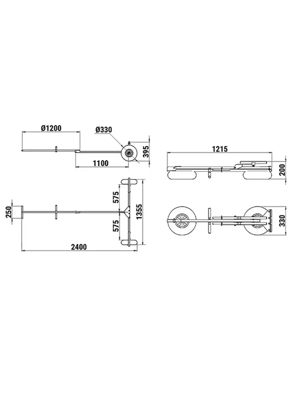 Тележка складная для транспортировки лодки до 80кг