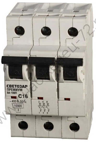 СВЕТОЗАР 3-полюсный, 63 A ″C″ откл. сп. 10 кА, 400В, Автоматический выключатель (SV-49033-63-C)