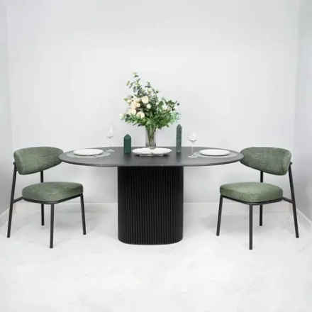 Стул Bradex Home Lucas 2 шалфей шенилл с чёрными ножками