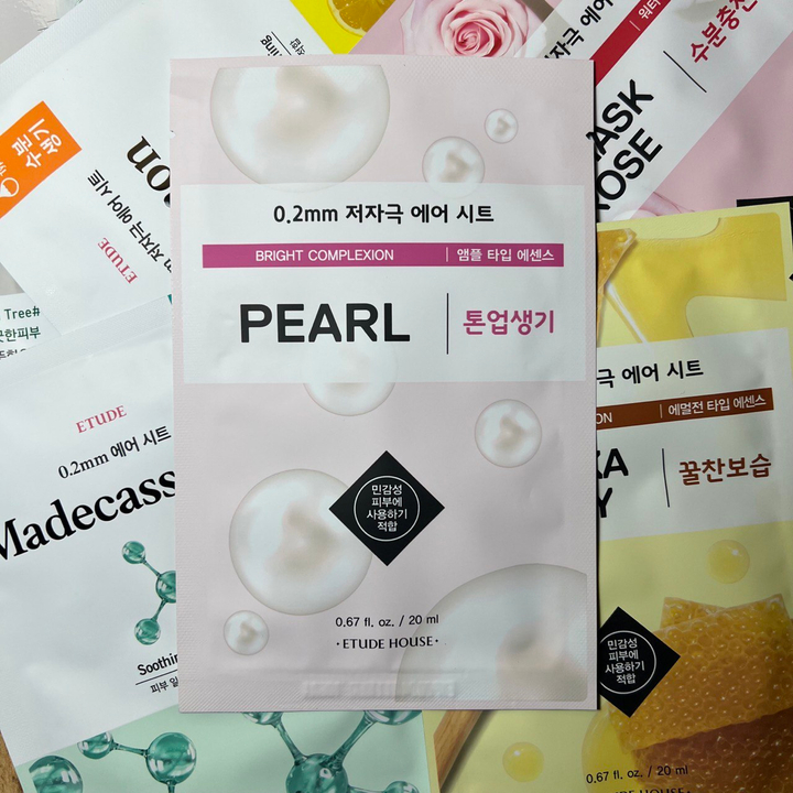 Маска для лица Etude House Therapy Air Mask Pearl 0,2 мм тканевая с экстрактом жемчуга 20 мл