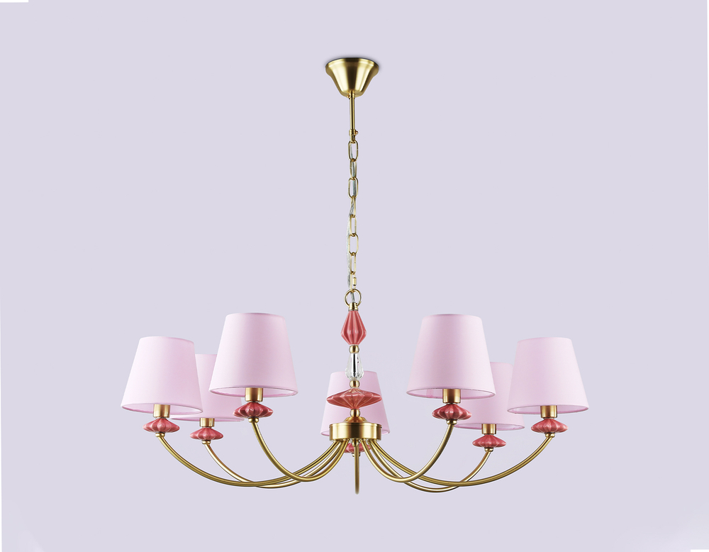 Светильник подвесной LH75025/7 GD/PI золото/розовый E14/7 max 40W D890*800