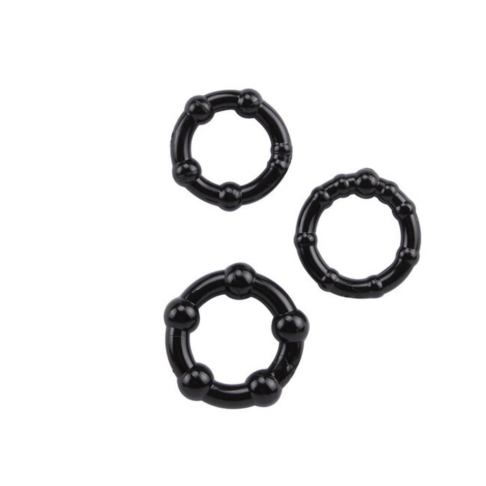 Эрекционые кольца Beaded Cock Rings (Цвет: черный)