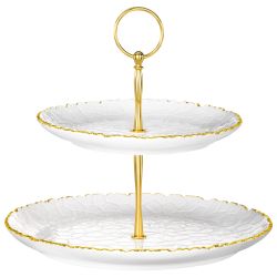 БЛЮДО ДВУХЪЯРУСНОЕ LEFARD "CHARM" 19*2,5 СМ/26*2,5 СМ (С ЗОЛОТОЙ ЛИНИЕЙ)