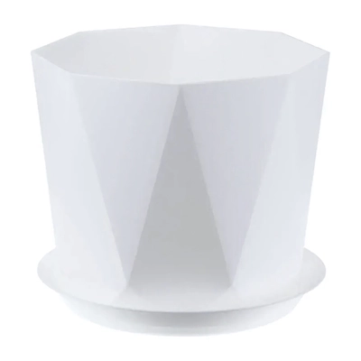 Кашпо ПРИЗМА D130мм 1л с поддоном белый