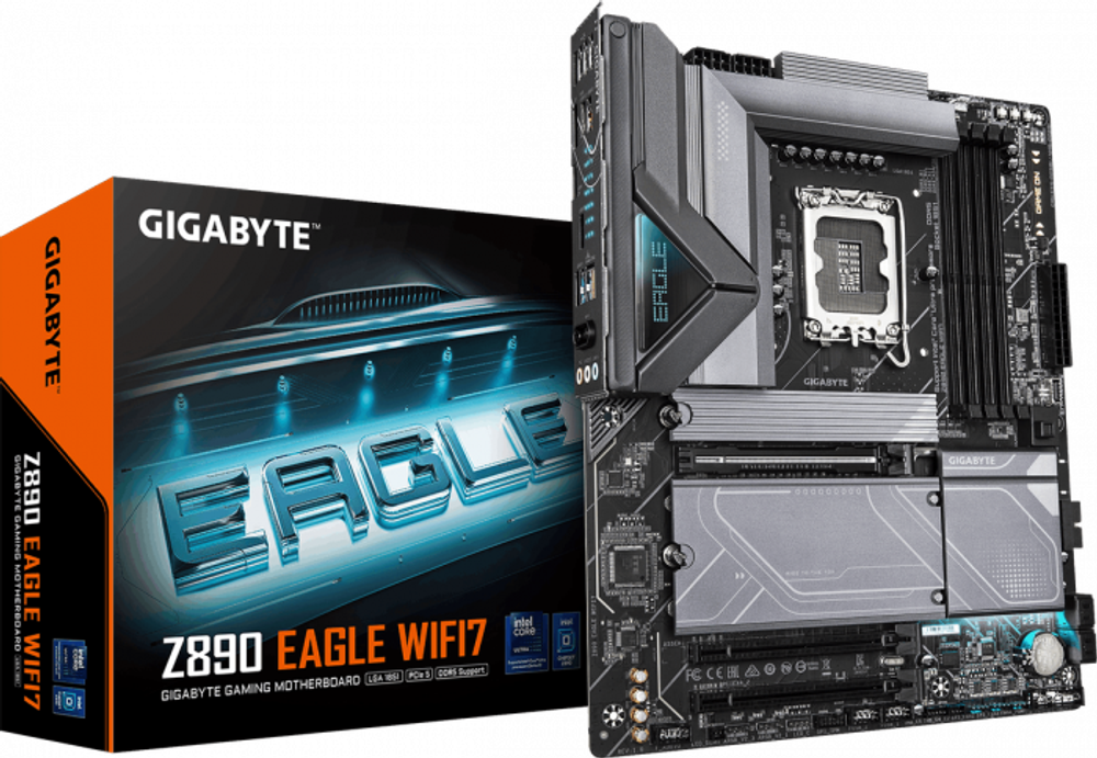 Сист.плата Gigabyte Z890 EAGLE WIFI7 1.0, Z890, 1851, 4xDIMM DDR5, PCI-E x16, PC Ix1, M.2, SATA, WIFI 7, BOX
