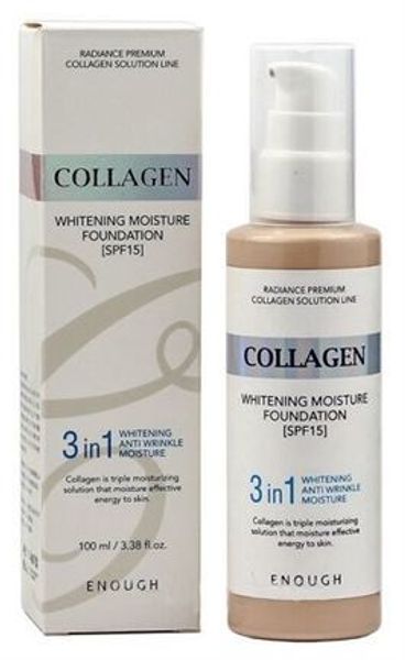 Тональный крем с коллагеном collagen whitening moisture foundation 3 in 1 spf 15 №21 Enough  100 мл