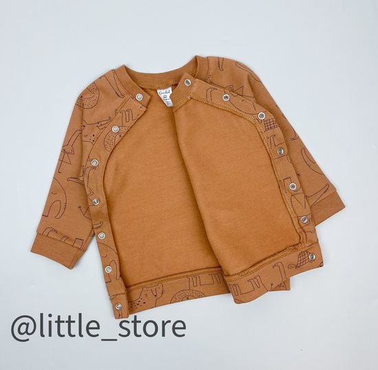 Джемпер из футера с начесом "Я родился" коричневый