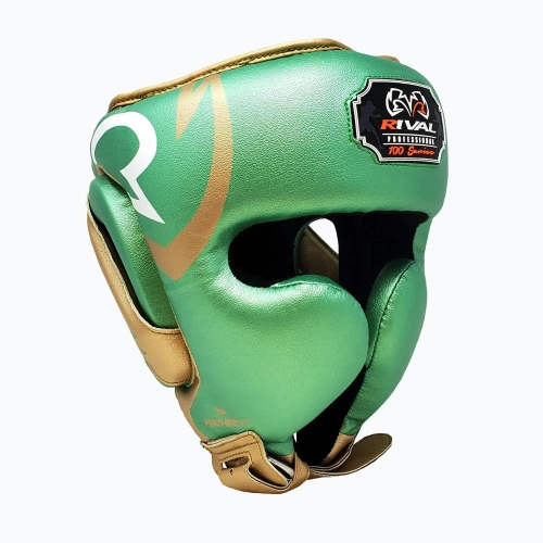 Боксёрский шлем Rival RHG100 Professional Headgear green/gold