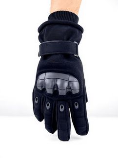 Тактические зимние перчатки с мехом Черный