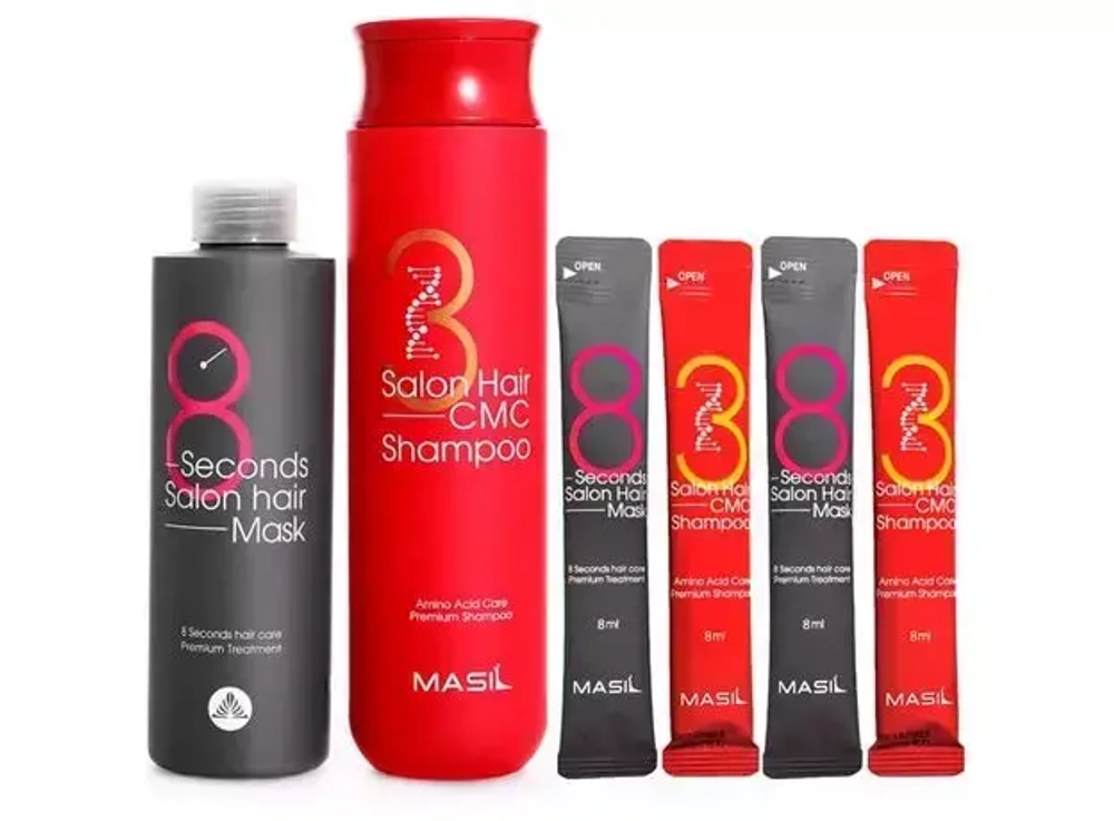 Набор для волос MASIL 38 Salon Hair Set (Big) (mask 200 мл+8 мл*2+ shampoo 300 мл+8мл*2).