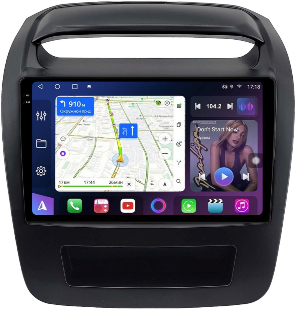 Магнитола для KIA Sorento 2 XM 2012-2016 (климат на ШГУ, рамка большая) - FarCar BM224UM-2K монитор 9.5" 2K QLED на Android 14, TS10, 4+32Гб, CarPlay, 4G SIM-слот