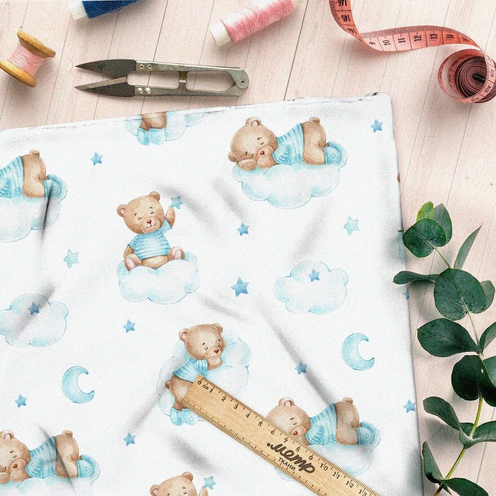 Ткань штапель сонные медвежата