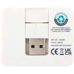 Gaia 4-портовый USB-концентратор с выходом USB-A и Type-C и двойным входом — изготовлен из переработанного пластика