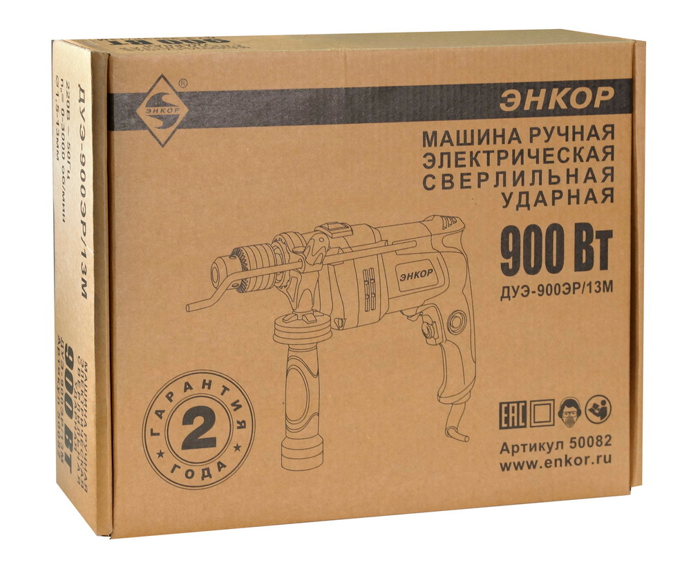 Дрель ударная ЭНКОР ДУЭ-900ЭР/13М 50082