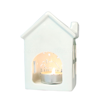 Аромалампа Домик Новый год цвет белый 12 см
