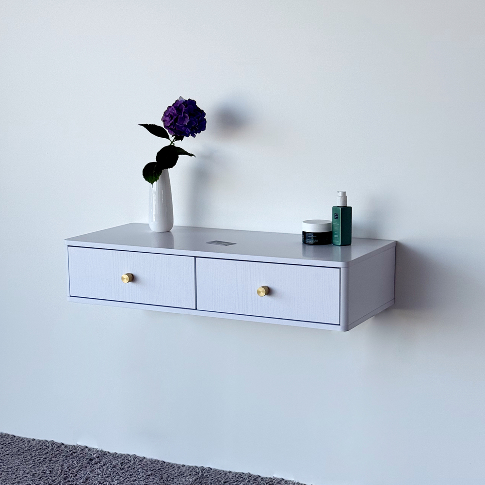 Подвесной туалетный столик консоль Royal 5310 эко (Белый-р.золото)