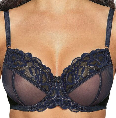 Бюстгальтер на косточках с боковыми поддержками (Размер: 90C) (Цвет: темно-синий)