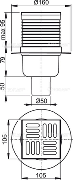 Сливной трап AlcaPlast APV2 105 x 105/50