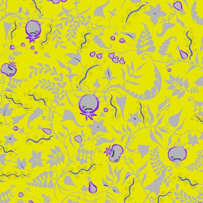 Узор с гранатом на желтом фоне