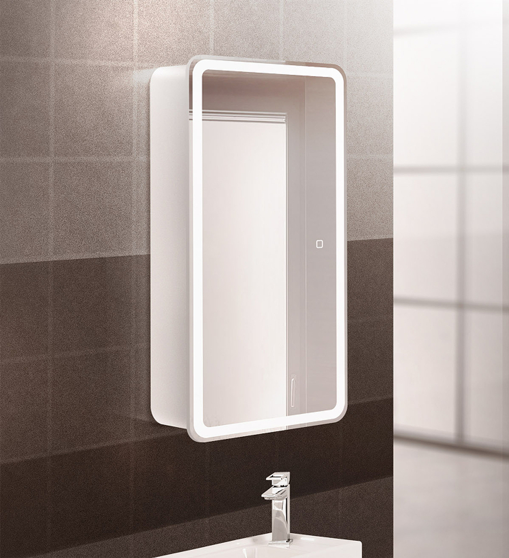 Зеркальный шкаф BelBagno Marino 40 SPC-MAR-400/800-1A-LED-TCH с подсветкой Белый