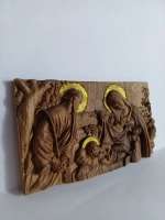 Освященная икона-панно "Рождество Христово" резная из дуба