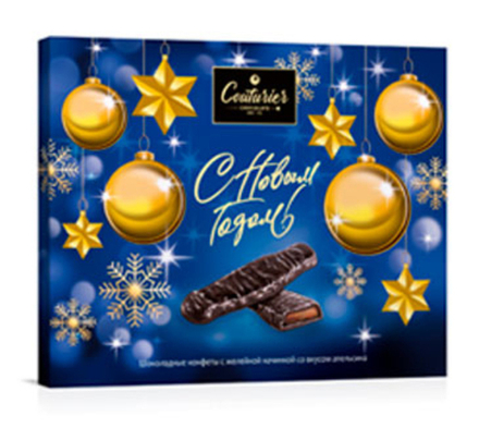 Шоколадные конфеты "Jelly" Золотые Игрушки с желейной нач. со вк. апельсина 155г