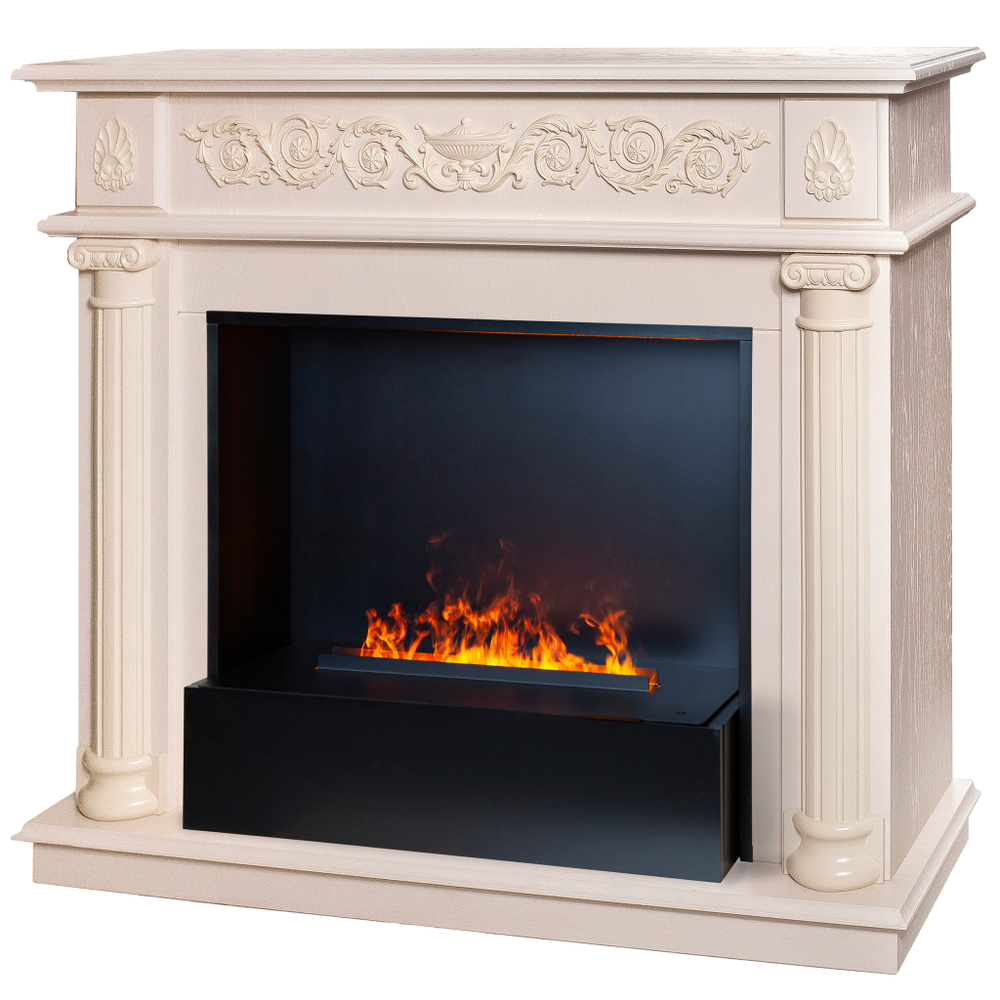 Каминокомплект Real Flame Attica WT с очагом 3D Cassette 630 Black Panel