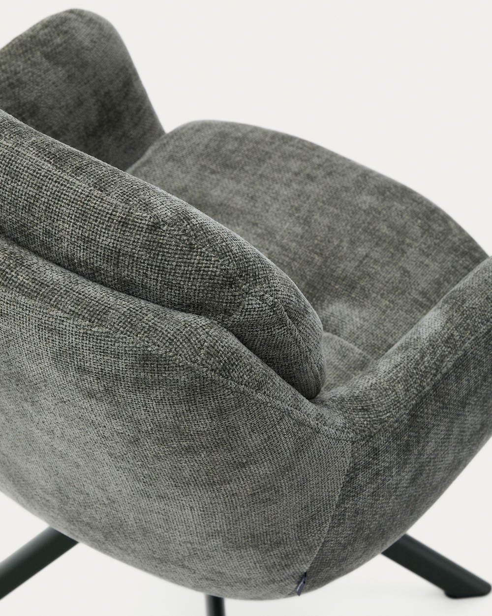 Lexa Вращающееся кресло из зеленого шенилла и стальными зелеными ножками