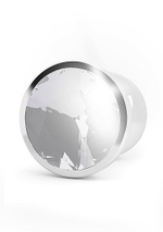 Серебристая анальная пробка R1 RICH с прозрачным кристаллом - 12 см. (Цвет: серебро)