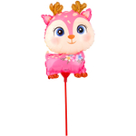 Шар Фольгированный Олень розовый на палочке (Розовый)