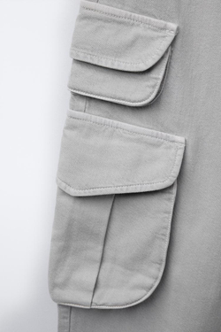 ZARA ДЖИНСЫ КАРГО С КАРМАНАМИ, СЕРЫЙ