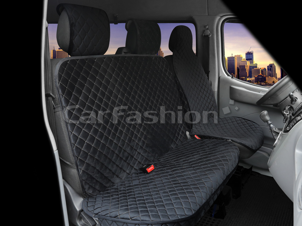 Накидки сидений Перед CarFashion (3шт) -«TRANSIT VAN» 22728 - Полиэстер/Жакард черный/черный/ш сер