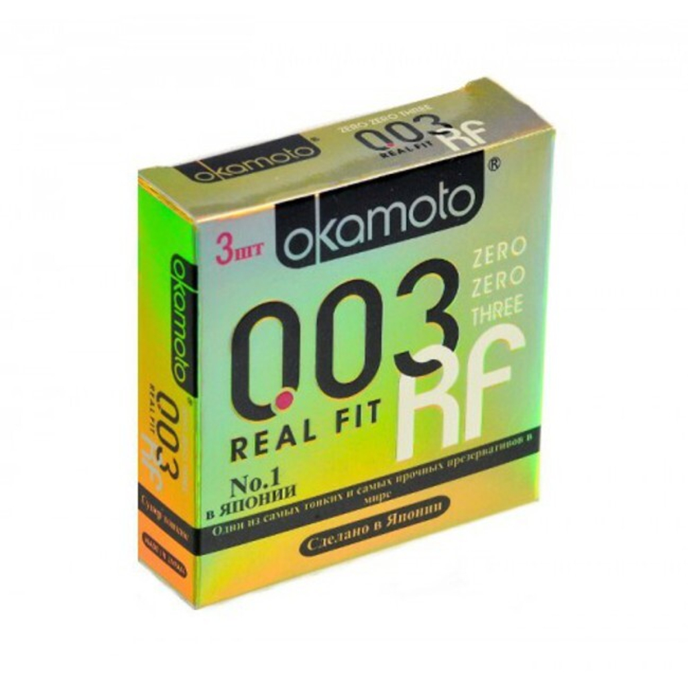 Супер тонкие презервативы облегающей формы OKAMOTO Real Fit №3 (3 шт.) (Цвет: прозрачный)