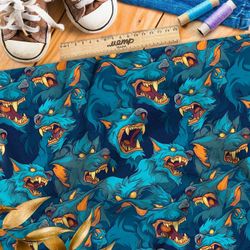 Ткань премиум флис ночные волки