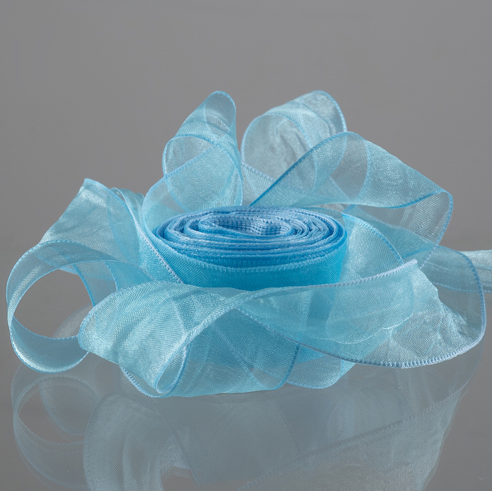 Лента органза (2,5 см*9,14 м) Нежная грация, Голубой, 1 шт., 6233988