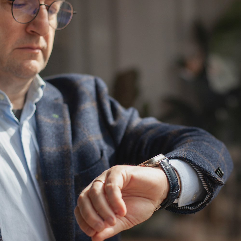 Ремешок для Apple Watch Ultra 49mm из кожи аллигатора, синего цвета