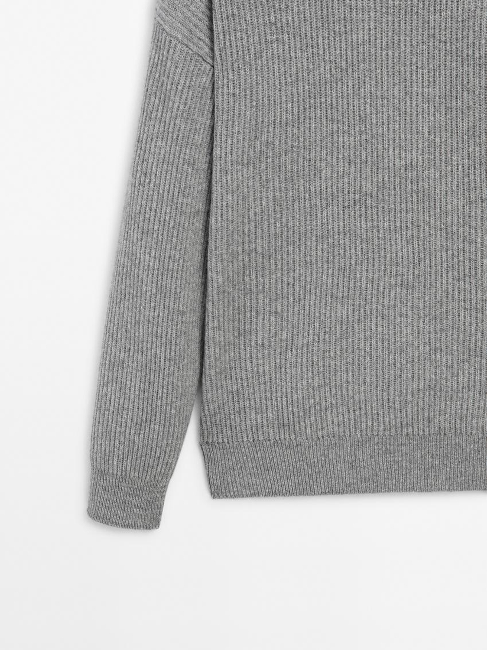 Massimo Dutti Свитер из 100% кашемира, серый меланж