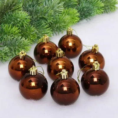 Новогодние шары 5 см (набор 24 шт) «Глянец», шоколад